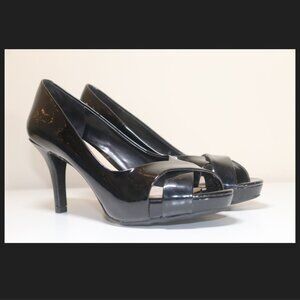 Nickels Jay Black High Heel Pump Open Peep Toe Size 6M